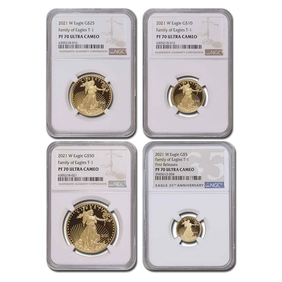 2021-W 4-Coin Proof Gold Eagle Set (Type 1) PF-70 NGC